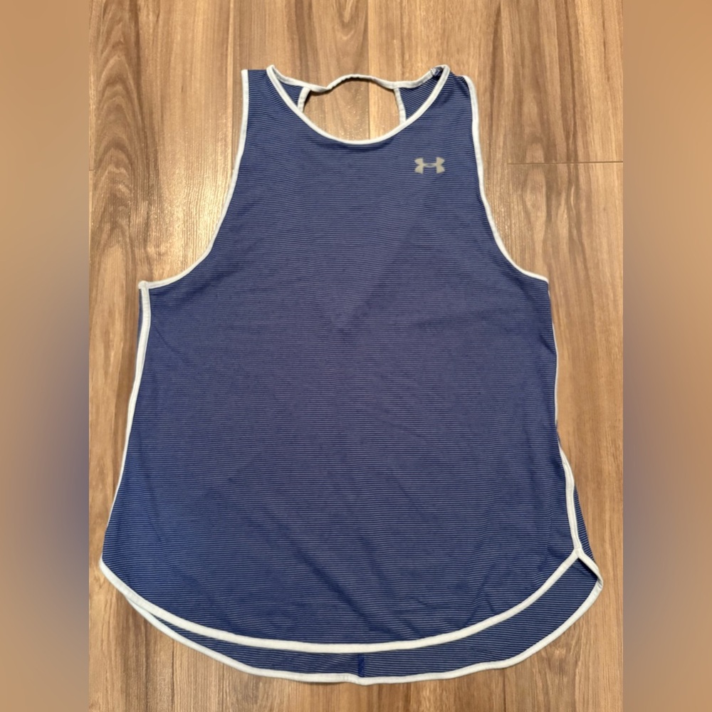 Under Armour Striped Blue and White Tank